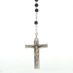 Palais du Rosaire Chapelet en Argent et pierre d'Agathe Noire de 4mm^ Chapelet Argent