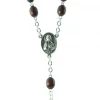 Palais du Rosaire Chapelet en bois avec coeur scapulaire de la Vierge du Mont Carmel et Sacré Coeur de Jésus^ Collier Scapulaire | Chapelet Bois