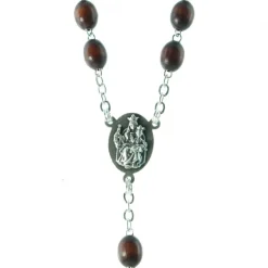 Palais du Rosaire Chapelet en bois avec coeur scapulaire de la Vierge du Mont Carmel et Sacré Coeur de Jésus^ Collier Scapulaire | Chapelet Bois