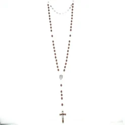 Palais du Rosaire Chapelet en bois avec coeur scapulaire de la Vierge du Mont Carmel et Sacré Coeur de Jésus^ Collier Scapulaire | Chapelet Bois