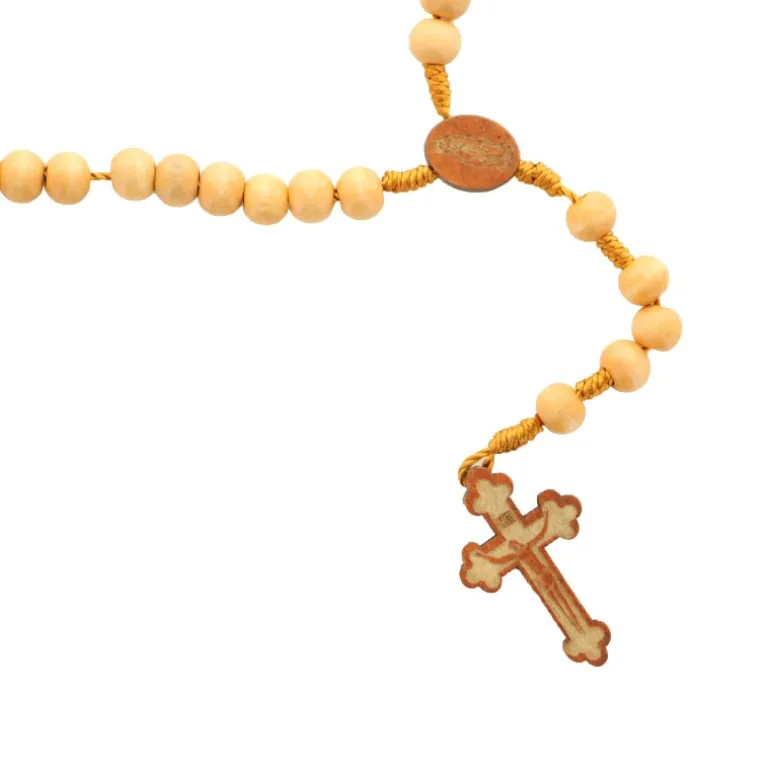 Palais du Rosaire Chapelet en bois avec Notre Dame de Lourdes gravée^ Chapelet De Lourdes | Chapelet Bois