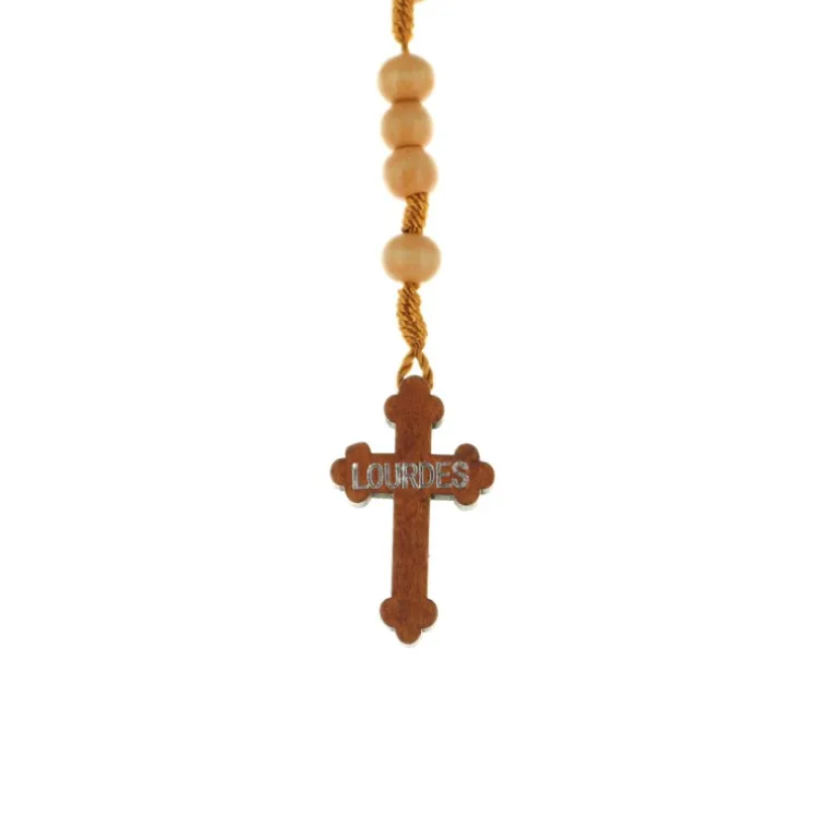 Palais du Rosaire Chapelet en bois avec Notre Dame de Lourdes gravée^ Chapelet De Lourdes | Chapelet Bois