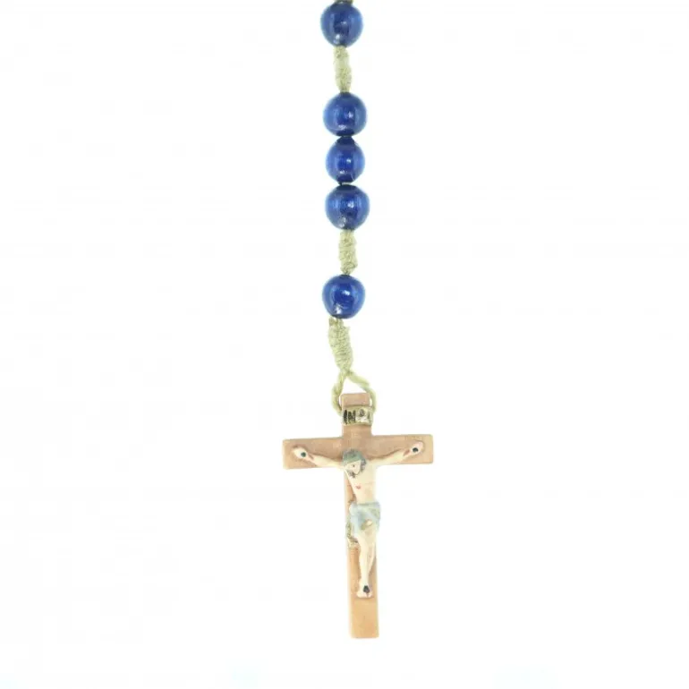 Palais du Rosaire Chapelet en bois de différentes teintes, croix du Christ sculpté en relief^ Chapelet Bois