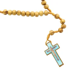 Palais du Rosaire Chapelet en bois d'olivier avec illustration du Christ^ Chapelet Bois