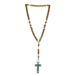 Palais du Rosaire Chapelet en bois d'olivier avec illustration du Christ^ Chapelet Bois