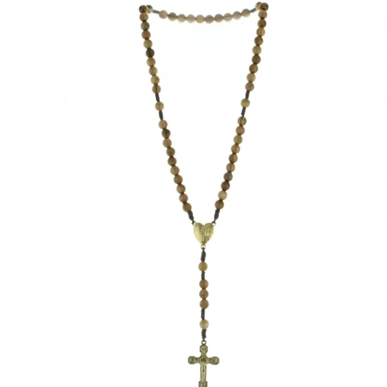 Palais du Rosaire Chapelet en bois d'olivier et Coeur doré de l'Apparition^ Chapelet Bois