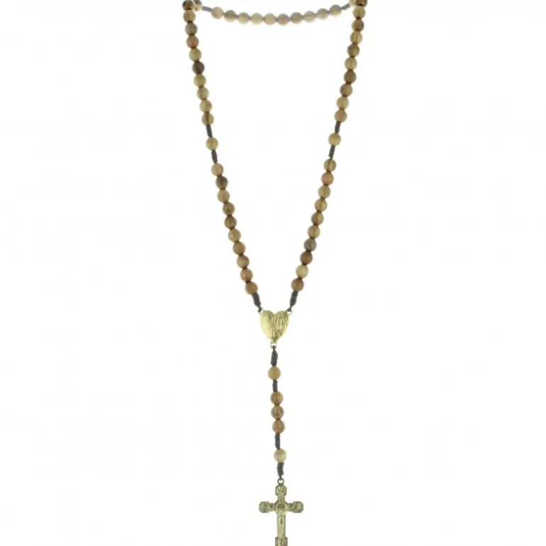 Palais du Rosaire Chapelet en bois d'olivier et Coeur doré de l'Apparition^ Chapelet Bois