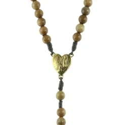Palais du Rosaire Chapelet en bois d'olivier et Coeur doré de l'Apparition^ Chapelet Bois