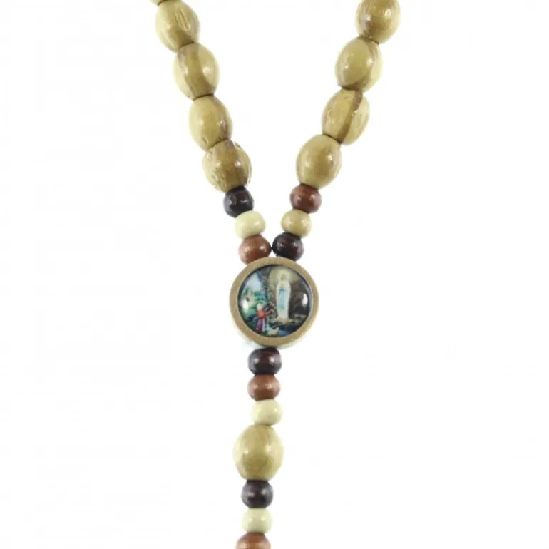 Palais du Rosaire Chapelet en Bois d'Olivier avec Croix et Coeur Apparition^ Chapelet Bois