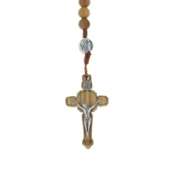 Palais du Rosaire Chapelet en bois d'olivier avec médailles religieuses^ Chapelet Corde | Chapelet Bois