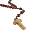 Palais du Rosaire Chapelet en corde avec grains en bois foncé de 12mm et croix en bois d'olivier^ Chapelet Corde