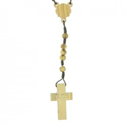 Palais du Rosaire Chapelet en corde avec grains de 6mm en bois d'olivier avec une croix PAX "Lourdes"^ Chapelet De Lourdes | Chapelet Corde