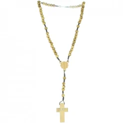 Palais du Rosaire Chapelet en corde avec grains de 6mm en bois d'olivier avec une croix PAX 