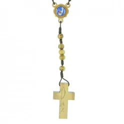 Palais du Rosaire Chapelet en corde avec grains de 6mm en bois d'olivier avec une croix PAX 