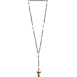 Palais du Rosaire Chapelet en corde avec une croix de Tau en bois^ Chapelet Corde | Chapelet Bois
