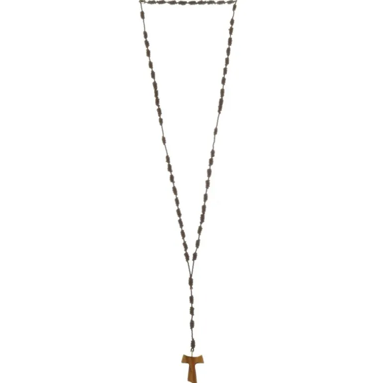 Palais du Rosaire Chapelet en corde avec une croix de Tau en bois^ Chapelet Corde | Chapelet Bois
