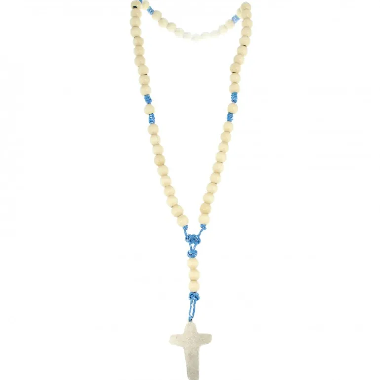 Palais du Rosaire Chapelet en corde de parachute avec grains blancs^ Chapelet Corde