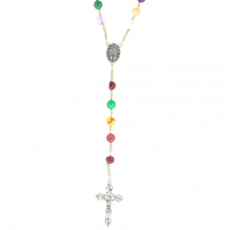 Palais du Rosaire Chapelet en corde et pierre véritable de 8mm^ Chapelet De La Vierge Miraculeuse | Chapelet Corde