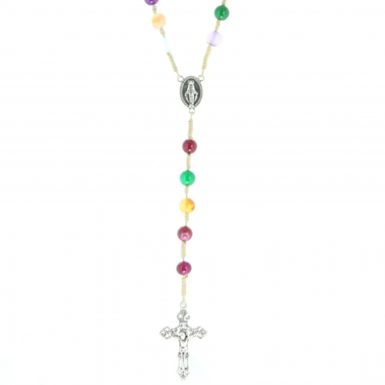 Palais du Rosaire Chapelet en corde et pierre véritable de 8mm^ Chapelet De La Vierge Miraculeuse | Chapelet Corde