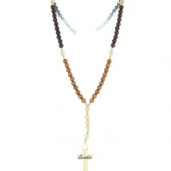Palais du Rosaire Chapelet en corde grains bois de quatre tons^ Chapelet Corde | Chapelet Bois