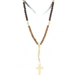 Palais du Rosaire Chapelet en corde grains bois de quatre tons^ Chapelet Corde | Chapelet Bois