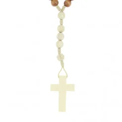 Palais du Rosaire Chapelet en corde grains bois de quatre tons^ Chapelet Corde | Chapelet Bois