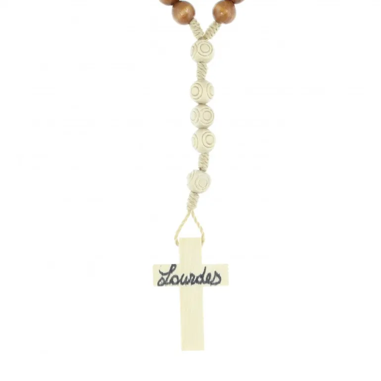 Palais du Rosaire Chapelet en corde grains bois de quatre tons^ Chapelet Corde | Chapelet Bois