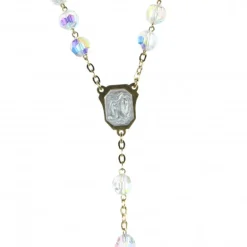 Palais du Rosaire Chapelet en Cristal de Bohême coeur et croix émail bleu^ Chapelet Cristal