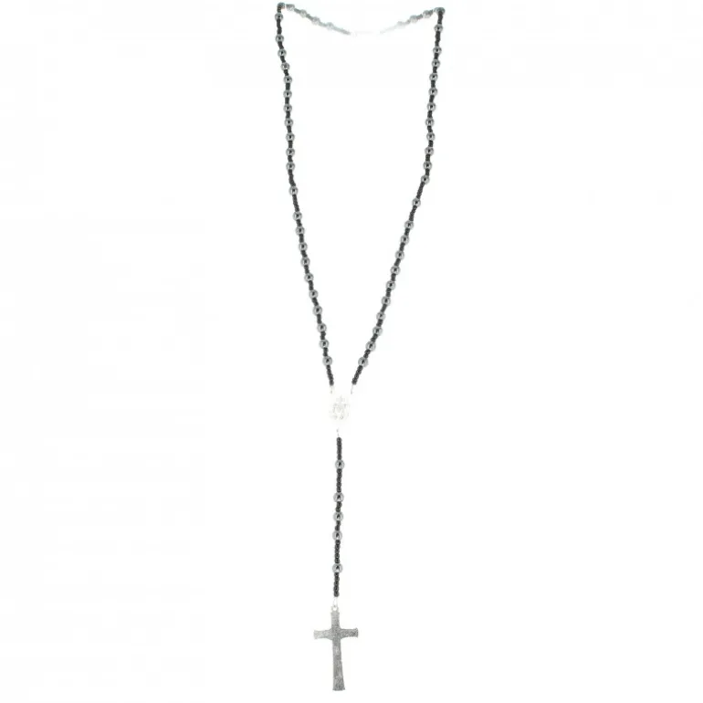 Palais du Rosaire Chapelet en hématite 7mm Incassable avec fermoir et croix en métal^ Chapelet Métal | Chapelet Pierre