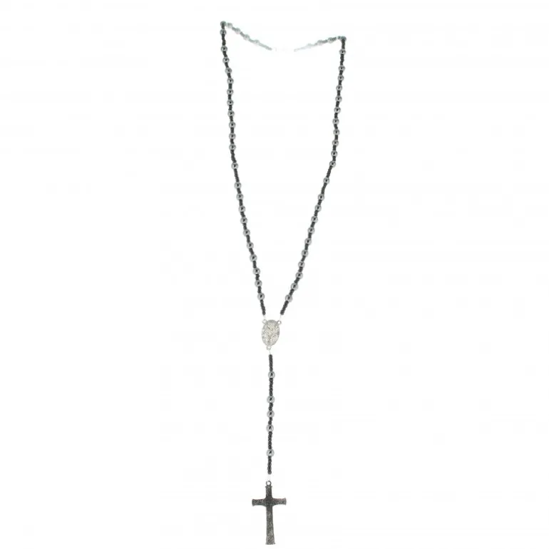 Palais du Rosaire Chapelet en hématite 7mm Incassable avec fermoir et croix en métal^ Chapelet Métal | Chapelet Pierre