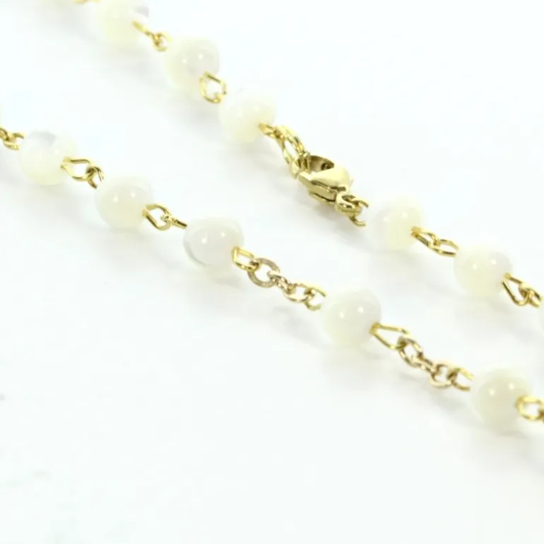 Palais du Rosaire Chapelet en nacre avec coeur de l'Apparitionn de Lourdes doré^ Chapelet Nacre