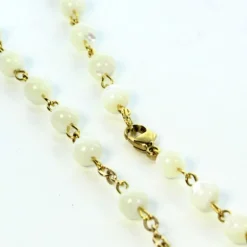 Palais du Rosaire Chapelet en nacre avec coeur de l'Apparitionn de Lourdes doré^ Chapelet Nacre