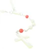 Palais du Rosaire Chapelet en nacre avec paters corail rose et croix en nacre^ Communion | Chapelet Nacre