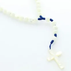 Palais du Rosaire Chapelet en nacre 7mm sur corde bleu^Enfant Communion | Chapelet De Communion