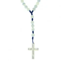 Palais du Rosaire Chapelet en nacre 7mm sur corde bleu^Enfant Communion | Chapelet De Communion