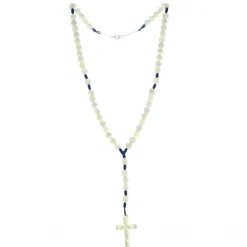 Palais du Rosaire Chapelet en nacre 7mm sur corde bleu^Enfant Communion | Chapelet De Communion