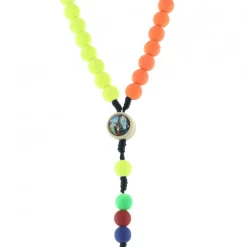 Palais du Rosaire Chapelet en Perles Multicolores et Croix Fluo^Enfant Chapelet Corde | Chapelet Pour Enfant