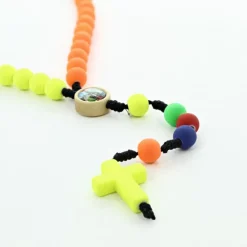 Palais du Rosaire Chapelet en Perles Multicolores et Croix Fluo^Enfant Chapelet Corde | Chapelet Pour Enfant