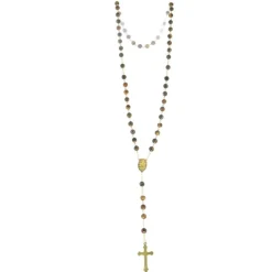 Palais du Rosaire Chapelet en pierre d'Oeil de Tigre de 8mm avec chaîne dorée et boîte^ Chapelet Pierre