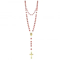Palais du Rosaire Chapelet en pierres corail avec chaîne dorée et boîte^ Chapelet De La Vierge Miraculeuse | Chapelet Pierre