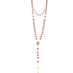 Palais du Rosaire Chapelet en pierres corail avec chaîne dorée et boîte^ Chapelet De La Vierge Miraculeuse | Chapelet Pierre