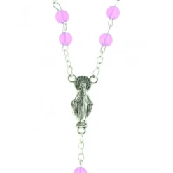 Palais du Rosaire Chapelet en verre coloré avec coeur Vierge Miraculeuse^ Chapelet De La Vierge Miraculeuse | Chapelet Verre