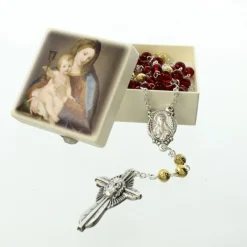 Palais du Rosaire Chapelet en verre du Précieux Sang dans une boite^ Autre Chapelet De Devotion | Chapelet Verre