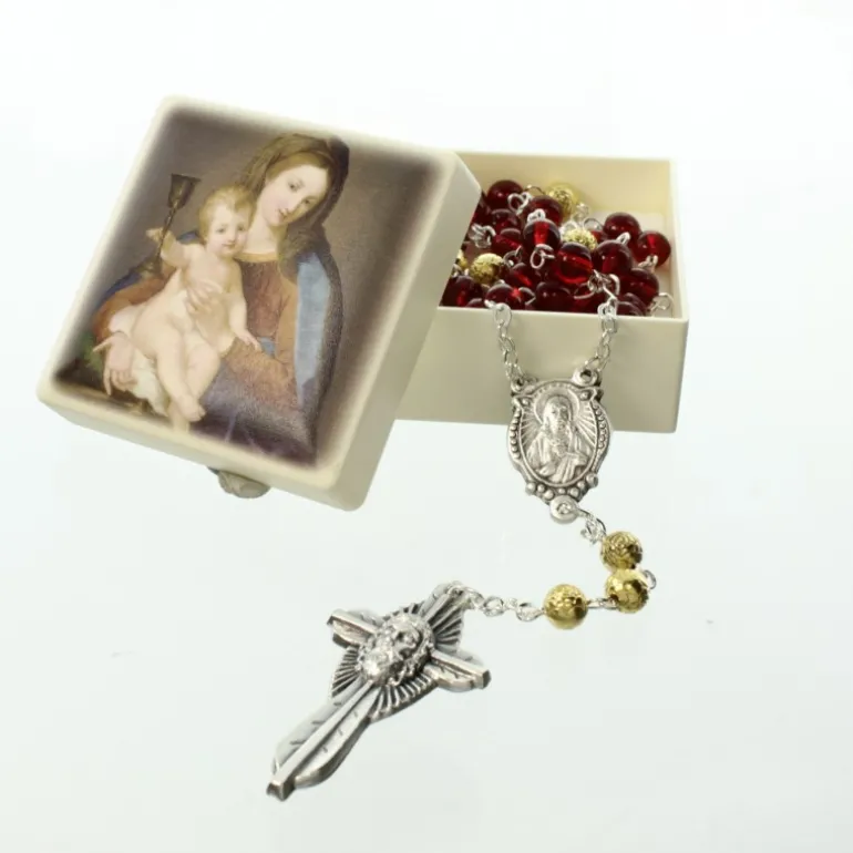 Palais du Rosaire Chapelet en verre du Précieux Sang dans une boite^ Autre Chapelet De Devotion | Chapelet Verre