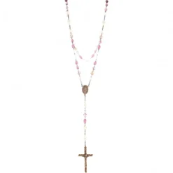 Palais du Rosaire Chapelet en verre tons violets avec coeur Vierge Miraculeuse et perles blanches^ Chapelet De La Vierge Miraculeuse | Chapelet Verre