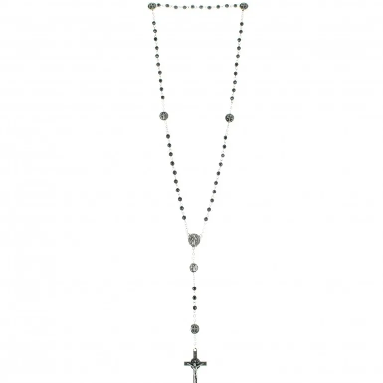 Palais du Rosaire Chapelet hématite Saint Benoît en métal avec mousqueton^ Chapelet De Saint Benoît | Chapelet Métal