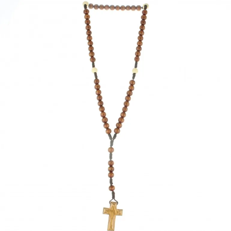 Palais du Rosaire Chapelet marron en corde et paters croix en bois^ Chapelet Corde | Chapelet Bois