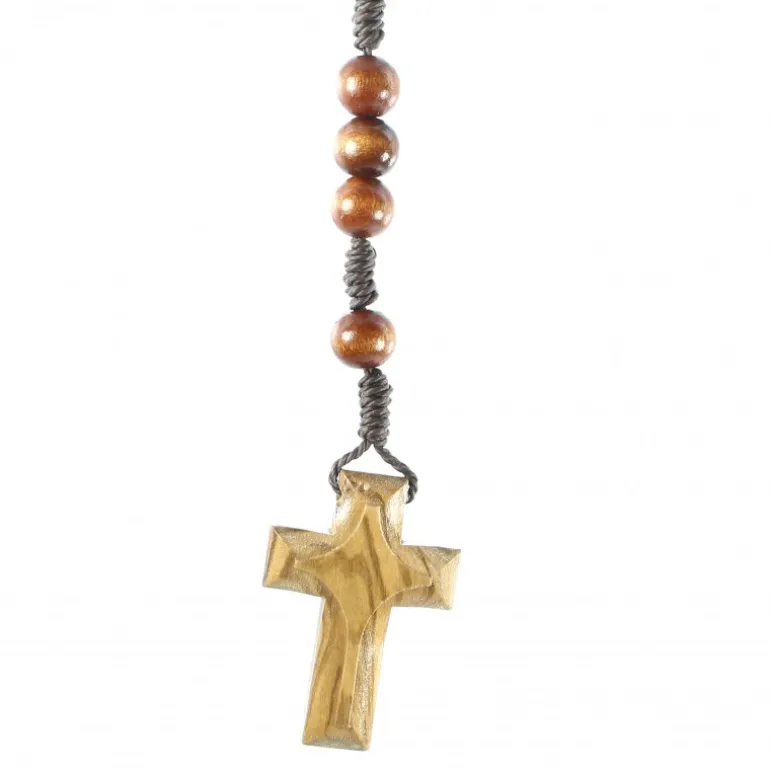 Palais du Rosaire Chapelet marron en corde et paters croix en bois^ Chapelet Corde | Chapelet Bois