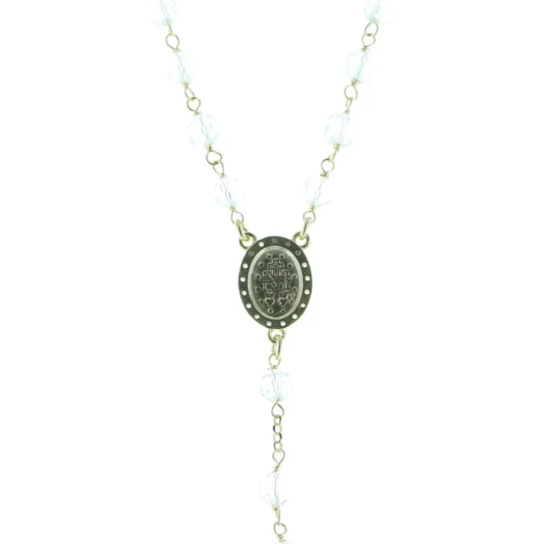 Palais du Rosaire Chapelet médaille miraculeuse et pierres en zircon en argent doré^ Chapelet De La Vierge Miraculeuse | Chapelet Pierre