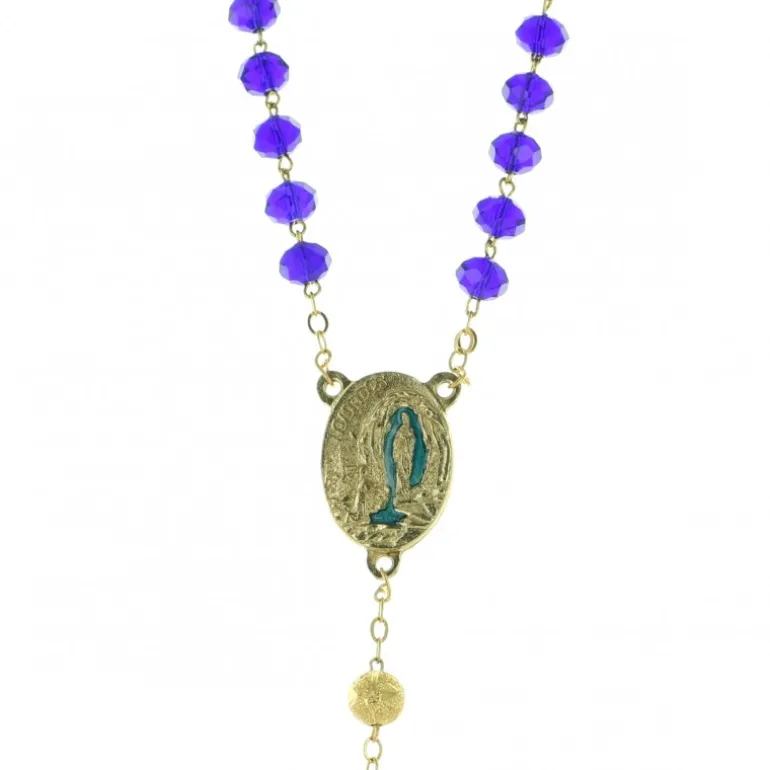 Palais du Rosaire Chapelet Moderne Eau de Lourdes avec grains en verre coloré^ Chapelet Eau De Lourdes | Chapelet De Lourdes